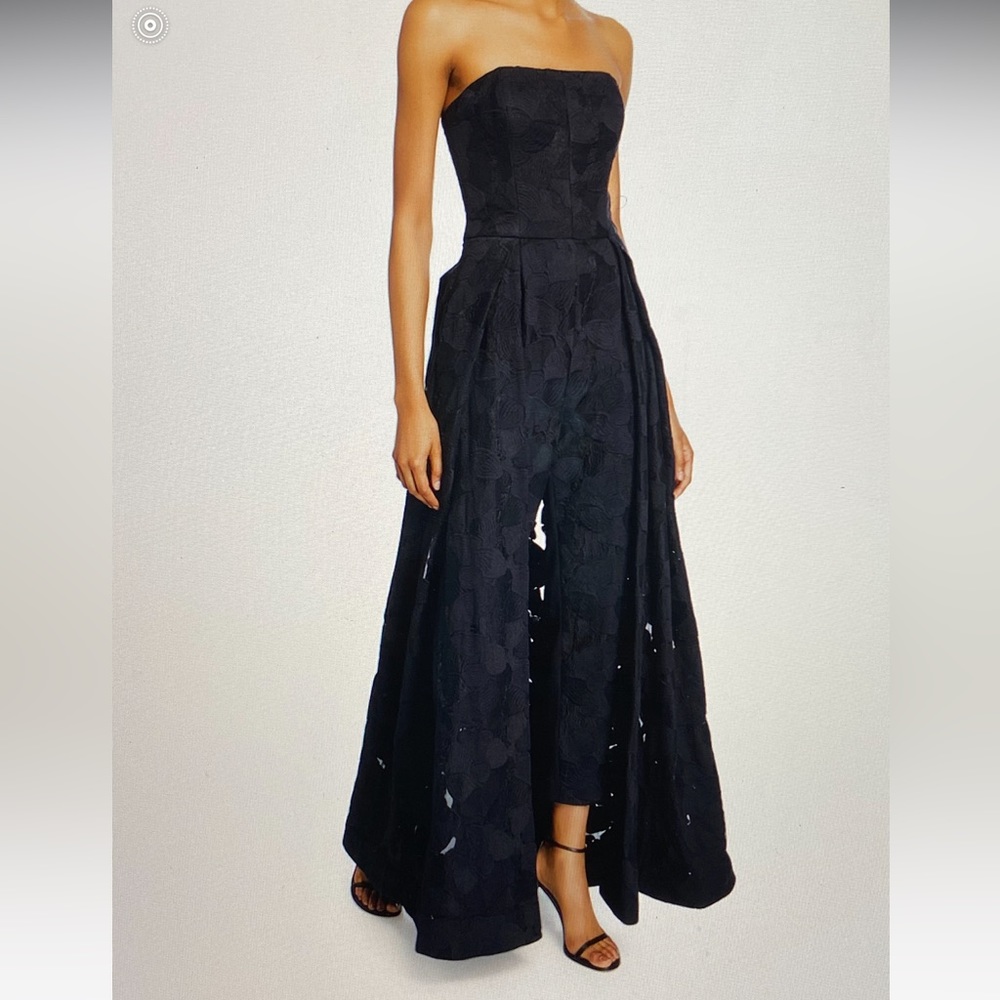 HALSTON | NWT | Strapless Lace Jacquard Skirt Overlay Jumpsuit